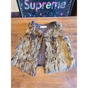 Of Two Minds Brown Rabbit Fur Vest Size M